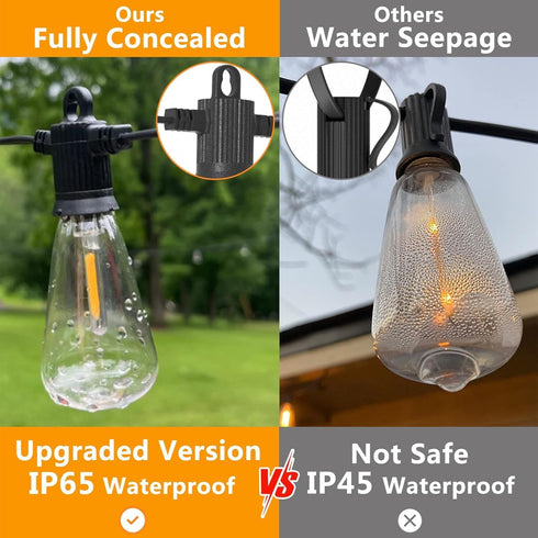 25FT, 13 Bulbs, IP65 ZOTOYI Outdoor String Lights Patio Light for Outside with Shatterproof LED Waterproof Connectable
