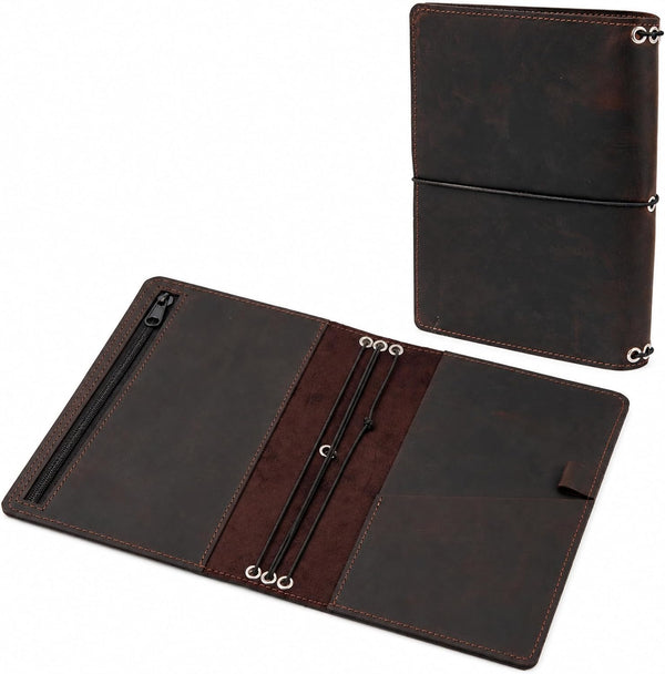 VALTENTIS Leather Notebook Cover A5 - Refillable Full-Grain Leather Journal Cover for Multiple