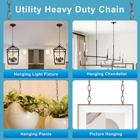 Tovmey 6.5 (3mm), 2 Feet Aged Bronze Finish Chandelier Chain Vintage Pendant Light Fixture Metal Chain with a Fake