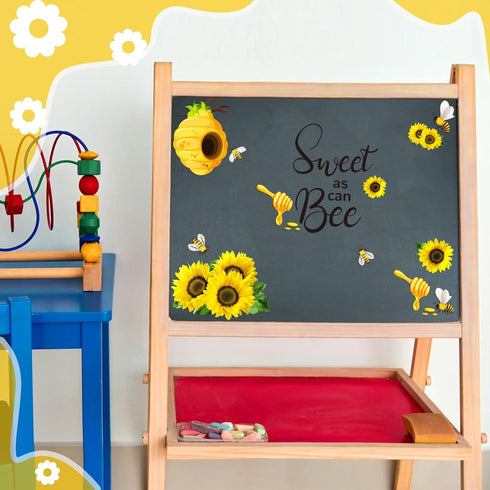 Rozer 35 Pcs Summer Bee Bulletin Board Decorations, Back to School Bee Cutouts with Adhesive Dots for Classroom