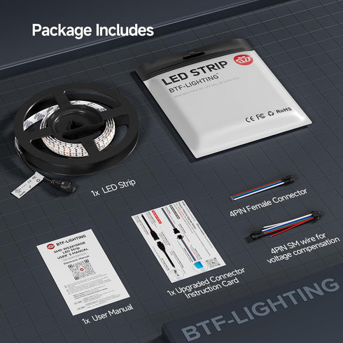 WS2815 WS2812B) Listed,3.2FT 144 Addressable,5050SMD,3M Tape,DC12V IP30(No BTF-LIGHTING (Upgraded LED Strip Light,UL