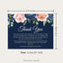 5.5x4.25 Personalized Wedding Thank You Cards with Message, Navy Blue Flat Thank You Note Cards with Pink Floral