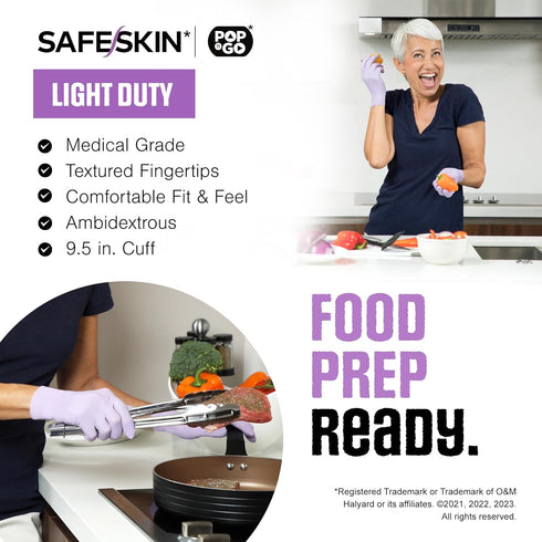 Pack 50 200 SAFESKIN Disposable Nitrile Gloves in POP-N-GO of or Powder Free - Hair, Cleaning, Medical Use, Food