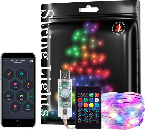 BTF-LIGHTING RGB IC WS2812B USB Twinkle Smart Fairy Light String 16.4FT 50Pixels