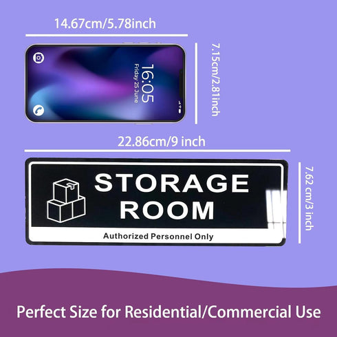 Door Sign,RAMIEYOO Acrylic Authorized Personnel Only Signs for Door,Black and White - 9"x 3" (Storage Room) by RAMIEYOO