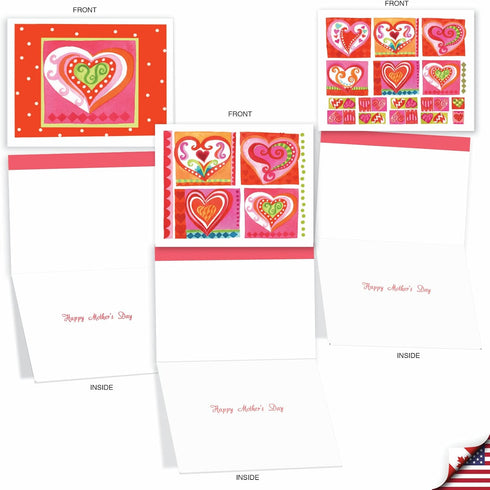 The Best Card Company 10 Assorted Mother's Day Notecards Bulk Box Set, 4 x 5.12 Inch, 10 Designs with Envelopes