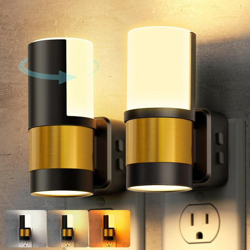 Briignite Night Lights Plug into Wall, 2 Pack Dimmable 3CCT Night Light