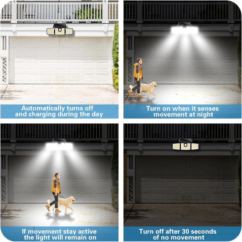 2 Pack 3 270 IP65 AmeriTop Solar Lights Outdoor, LED High Brightness Cordless Solar Motion Sensor Lights; Adjustable