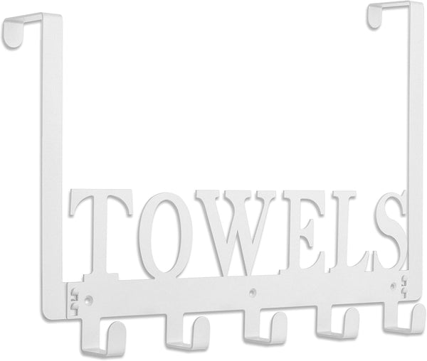 Kuhome Towel Hooks, Over The Door Hooks Hangers, Wall Mount Towel Rack for Bathroom, Metal Organizer