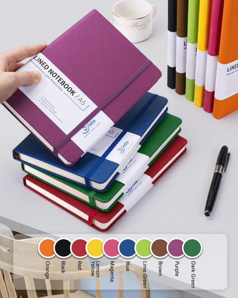 Hardcover Journals Bulk, 10 Packs A5 Lined Notebooks, 200 Pages/100 Sheets, 8.4 x 5.8 inch, 10 Colors