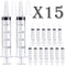 15 Pack 20ml Plastic Feeding Syringe with Cap, Individually Sealed, Measuring Liquid Syringe for Industrial Labs