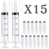 15 Pack 20ml Plastic Feeding Syringe with Cap, Individually Sealed, Measuring Liquid Syringe for Industrial Labs