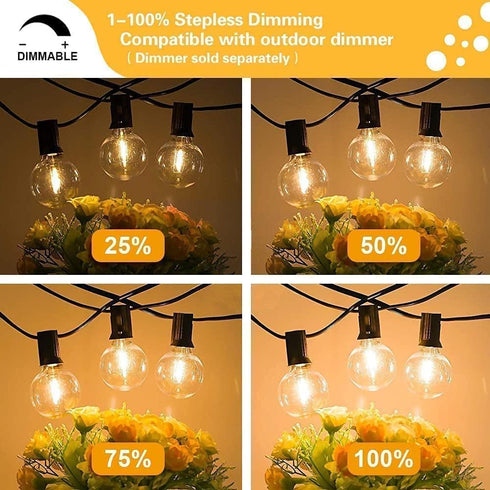 27FT 14 G40 Bulbs(1 SUNTHIN Globe Outdoor String Lights, Patio Lights with Shatterproof LED Spare), Waterproof Hanging