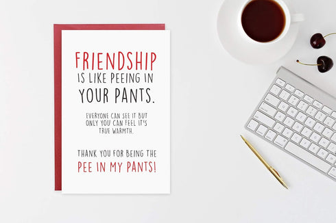 Gonzey Funny Best Friend Birthday Cards, Friendship Is Like Peeing In Your Pants