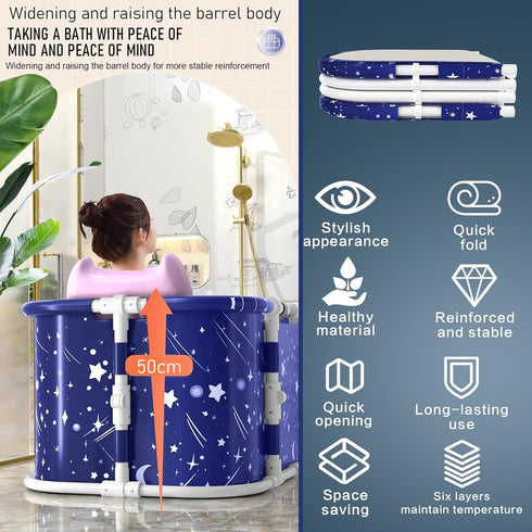yoakaiax 43.3 Inch Portable Bathtub Portable Bathtub Portable Tub for Adults Collapsible Tub for Adults, Large
