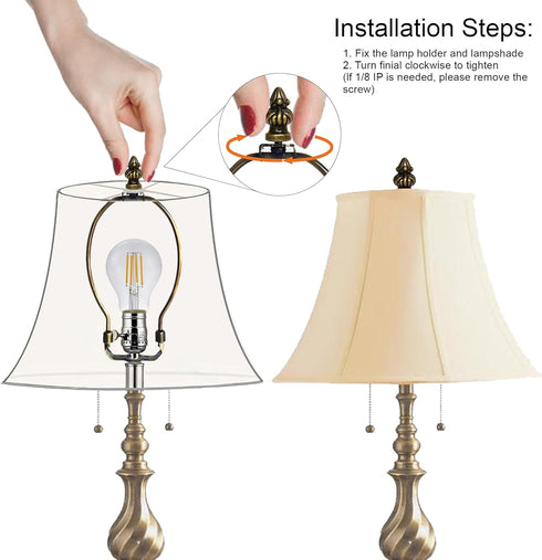 MA&J 2 Pieces Lamp Shade Finial Tiffany Victorian Finials for Lamps, Retro Lamp Finial Decoration with Dual-Thread