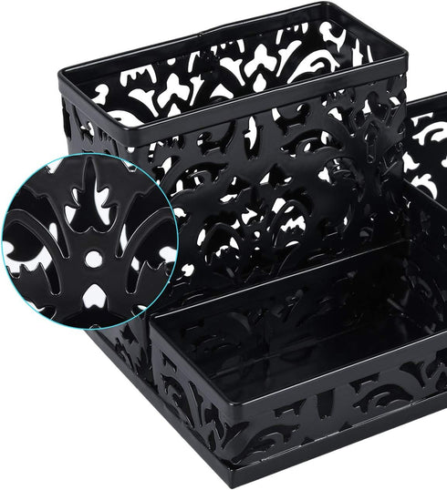 EasyPAG Desk Organizer with 3 Compartments for Pencil, Sticky Note Holder, Office Accessories (Black)