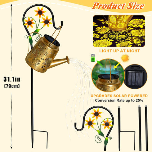ostritec Mothers Day Gifts, Solar Lanterns Garden Decor Sunflower Lights, Large Hanging Lantern with Shepherd Hook