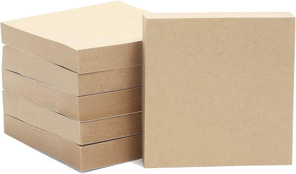 Juvale 6-Pack Kraft Paper Sticky Notes, 3x3 inch, Brown Self-Adhesive Memo Notepad Set, Self-Stick Note Pads for Office