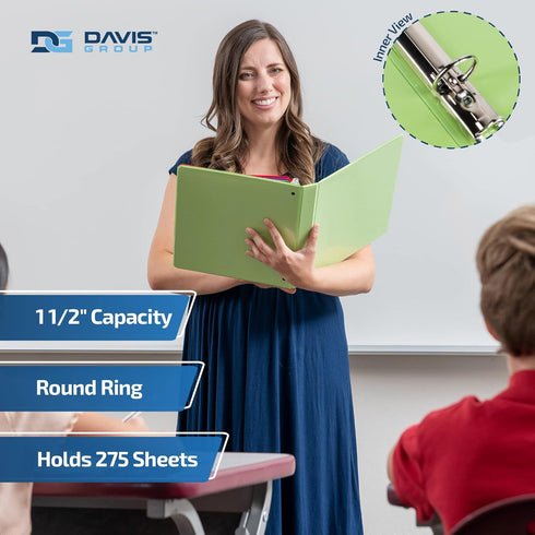 EasyView Premium 1.5-Inch Binders, 3-Ring Binders with Clear-View Covers, Pack of 4 for School, Office, or Home