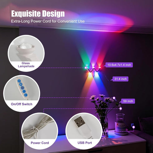 YEYIZU RGB Wall Light Multi-Colour Ambient Lighting,controllable via APP Modern Ambient Lighting,with Scene and Music