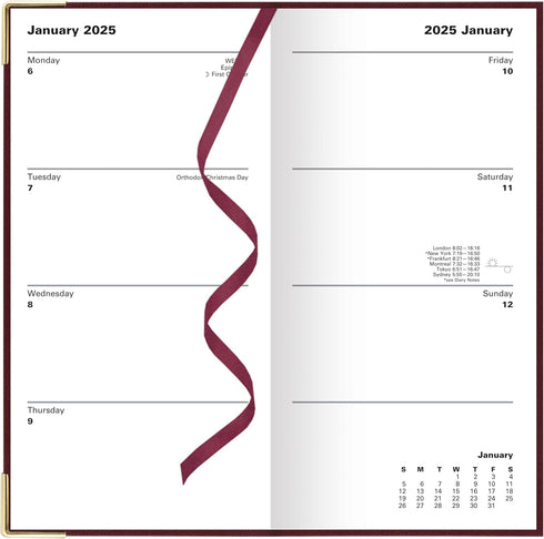 Letts of London Classic Slim Week to View Planner, Burgundy, 8.63-inch Length, Monthly Planners
