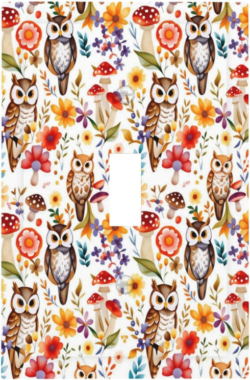Sturin Cute Owl Flowers Wall Plate Light Switch Cover 1 Gang Single Toggle