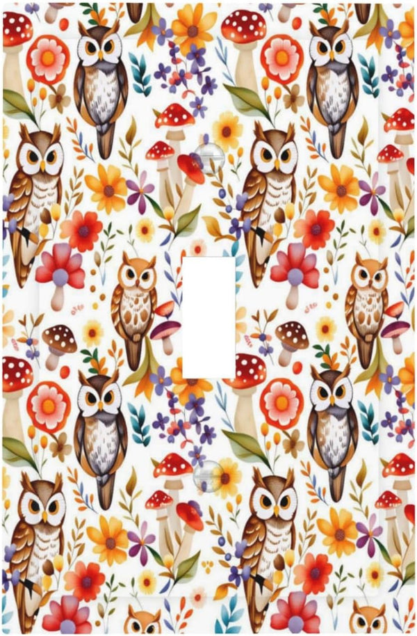 Sturin Cute Owl Flowers Wall Plate Light Switch Cover 1 Gang Single Toggle