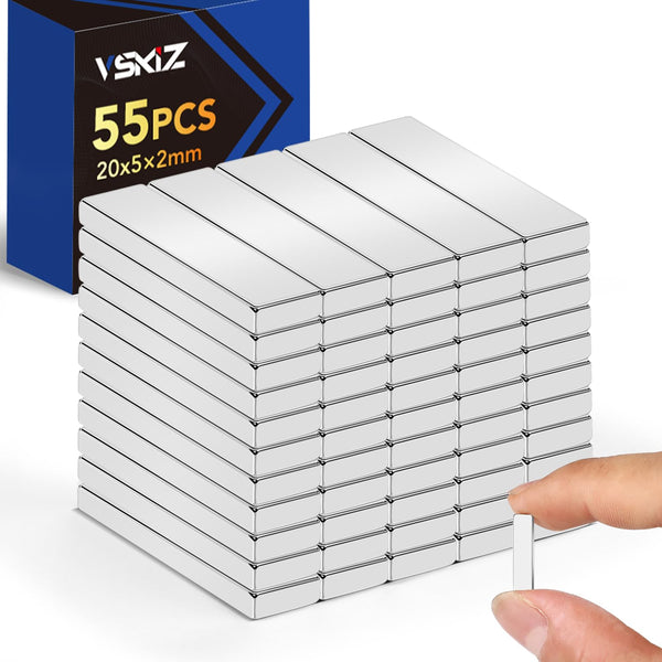 Small Strong Neodymium Magnets Bar, 55 Pcs, 0.79x0.2x0.08 inches, Powerful Rare Earth Magnet for Crafts, DIY, Office