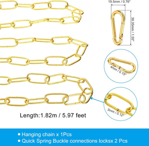 6 PATIKIL Feet Gold Finish Lighting Hanging Chain, Metal Looping Chain for Hanging Plant Pendant Chandelier Light