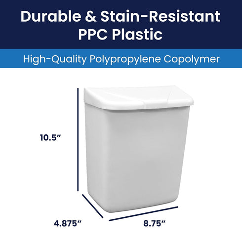 250-201W Hospeco Feminine Hygiene Receptacle White ABS Plastic