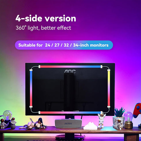 Fiotura G100 (4-Side 34inch) Monitor LED Backlights for PC & Mac, LED Strip Light Sync with Screen Color/Music