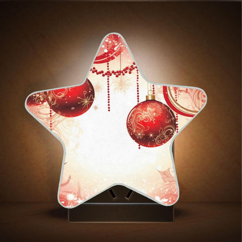 ALAZA Merry Christmas Red Ball Snowflake Star Shaped LED Night Light Dusk to Dawn Sensor Plug in Night Home Decor Desk