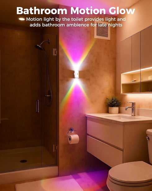 Lazukes Set 2, Motion Sensor Wall Light, Rechargeable Peel and Stick on Sconce of Wireless No Drill RGB Wall Lamps
