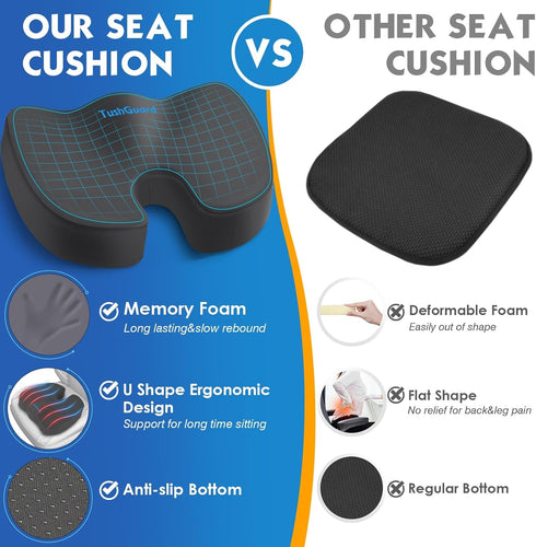 Tailbone TushGuard Seat Cushion for Office Chair Memory Foam Non-Slip Cushion Back, Coccyx, Sciatica, Pain Relief Butt