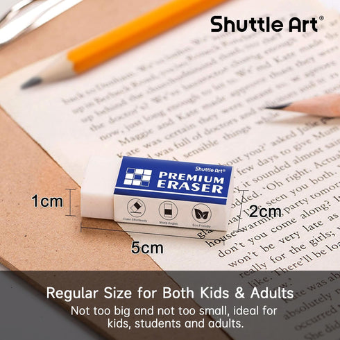 Shuttle Art 144 Pack Premium Erasers Bulk, White Classroom Set for Kids, Teachers, School and Office Supplies