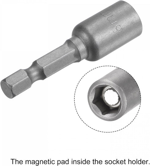 uxcell Quick-Change Nut Driver Bit, 1/4" Hex Shank 8mm Magnetic Nut Setter Drill Bits, 1.89" Length, 2 Pcs