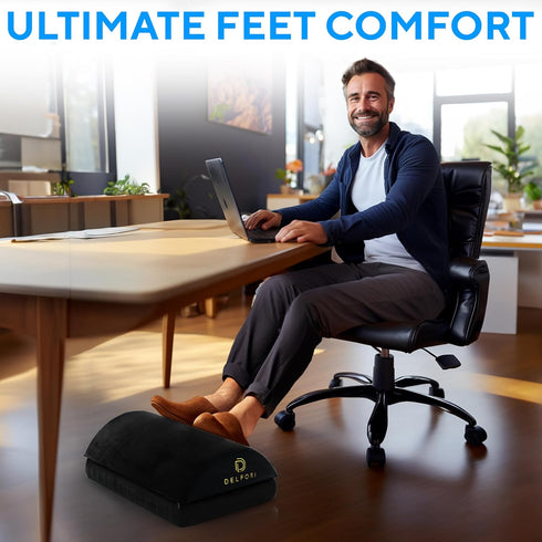 Premium Under Desk Footrest, Ergonomic Memory Foam Foot Rest for Home, Office, Gaming Chair, Back Pain Relief