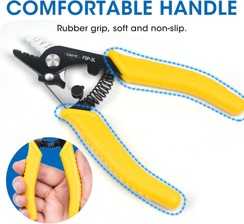 Fiber Stripper, 6 Cable Stripper with Safe Lock and Anti-Slip Handle, High-carbon Steel Fiber Optic Tool