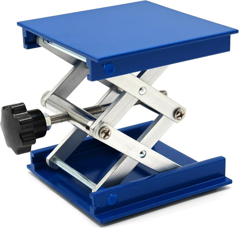 Lab Jack Stand Platform, Mini Scissor Lift 4" x 4", Aluminum Blue, Max. Support 5KG, 145mm Height