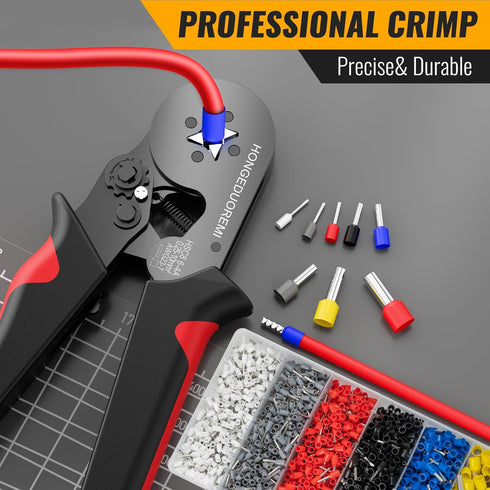 Connectors4 AWG23-7 1800PCS Ferrule Crimping Tool Kit,Wire Ferrule Kit Crimper corners Self-adjustable gauge Ferrules