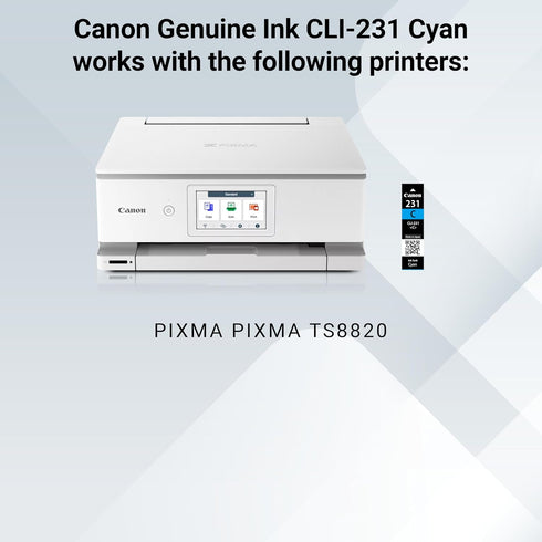Canon CLI-231 TS8820 Genuine Cyan Ink Tank, Compatible with PIXMA Printers