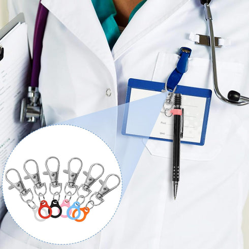 GAQWOK 6PCS Retractable Pen Holders - Clip on Pens for Badge Reel, Perfect Pen Holder for Lanyard, Nurses, and X-ray