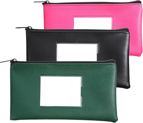 Aysatogc 3PCS Mini Bank Money Bag for Cash, 8.3" x 4.5" Zipper Bank