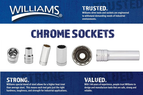 Williams JHWBD-820 SuperTorque 3/8-Inch Drive Shallow 8 Point 5/8-Inch Socket
