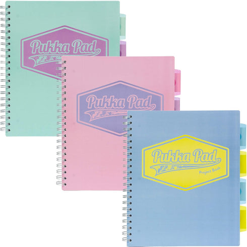 Pukka Pad 5 Subject Spiral Notebook 3-Pack, 200 Pages with Repositionable Dividers & Perforated Edges for Office