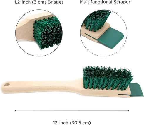 Heavy Duty Wooden Scrubbing Brush - Stiff Bristle Cleaning Tool