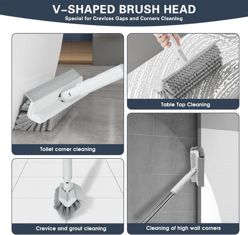 4 1 2 2 in Disposable Dust Mop with Squeegee & Floor Scrub Brush with Long Handle, Shiny Towels Wipes Cleaning Cloths