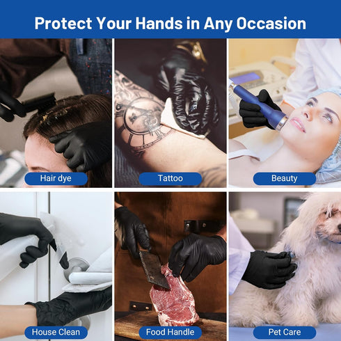 JMU Nitrile Gloves Medium, 200 Count Black Nitrile Exam Gloves, Latex Free & Powder Free