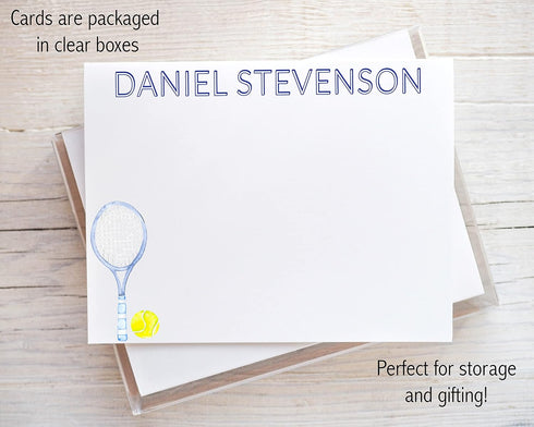 Designing Moments Set 10 2023-31/32 Personalized Tennis Note Cards, Tennis Stationery for Men or Women, Tennis Ball